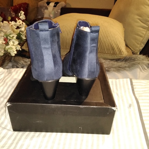 Sociology Navy Blue "Chelsea" Faux Suede Boots - Picture 2 of 5